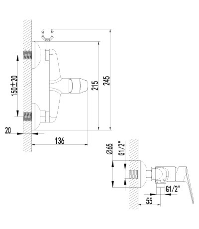 LM6559C Партнер Смеситель для душа одноручный, хром (к/к 8)