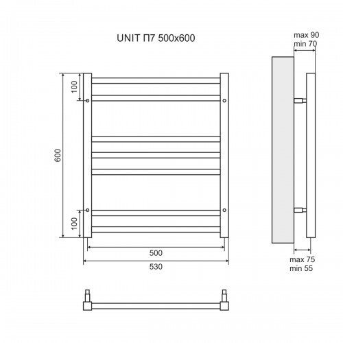 Полотенцесушитель электрический Lemark Unit LM45607E П7 500x600, левый/правый