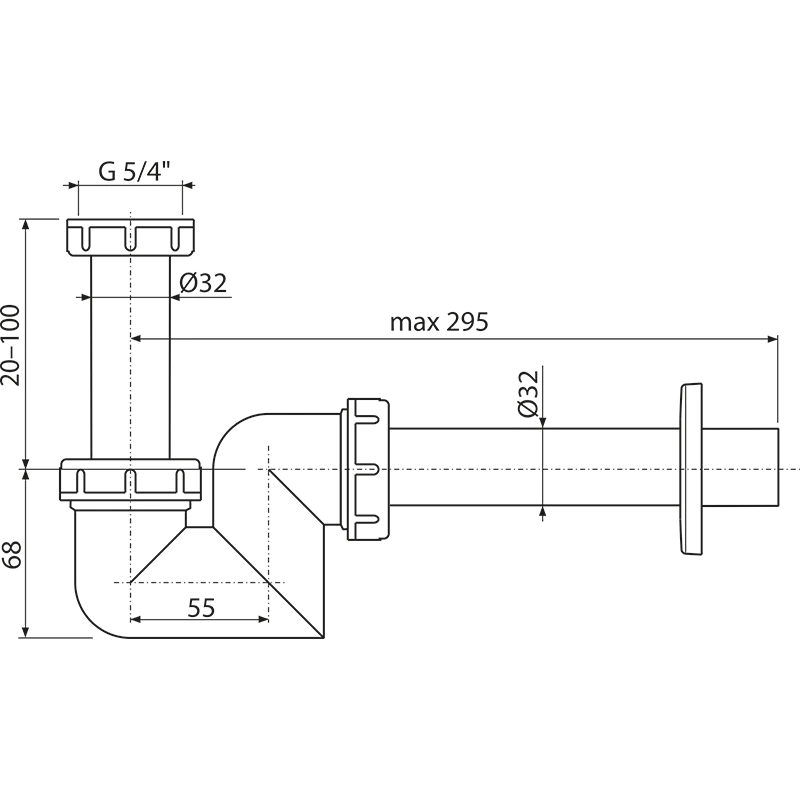 Сифон для раковины и биде Alcaplast A45F-DN32