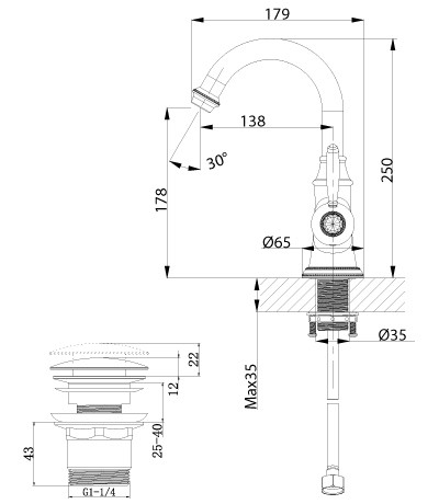 Смеситель для умывальника монолитный LEMARK SPARK  -  LM6707RG