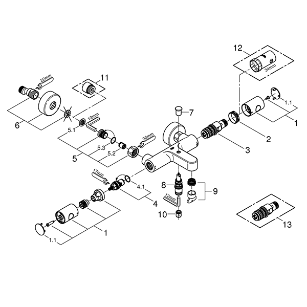 Термостат для ванны с изливом GROHE Grohtherm 1000 Cosmopolitan M 34215002