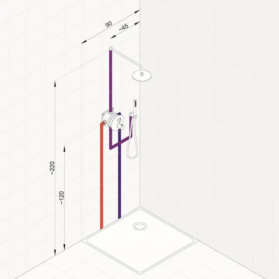 Душевая система с термостатом для душа, встраиваемая, 7в1, хром Kludi Nova Fonte 209300515
