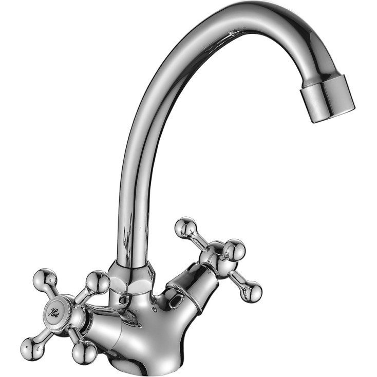 DR54028 Смеситель двуручный для кухни с поворотным изливом, хром
