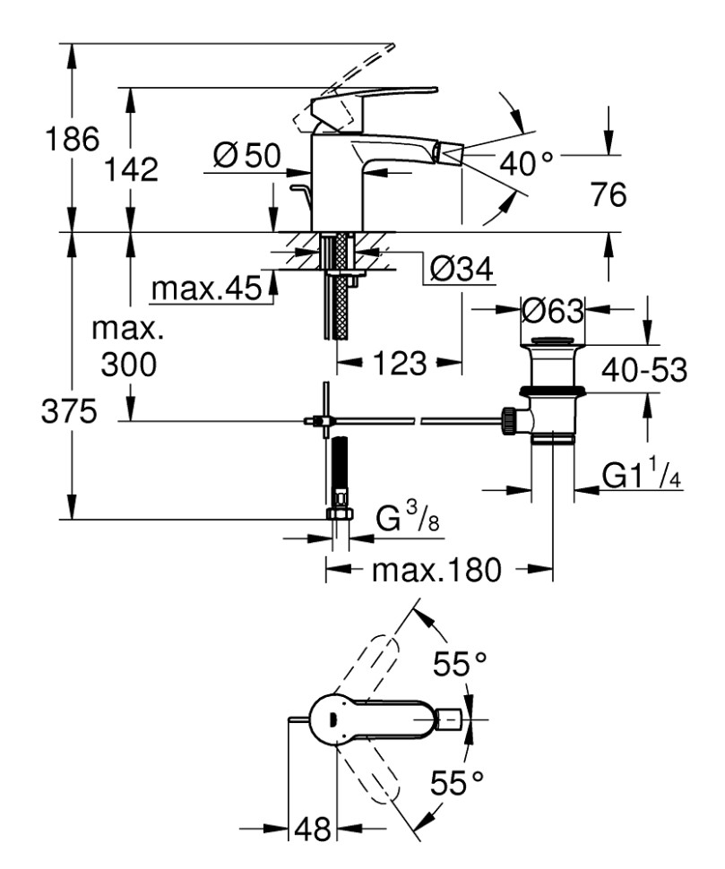 Смеситель для биде стандартный GROHE EuroStyle Cosmopolitan 33565002