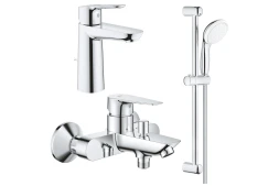Комплект смесителей для раковины, ванны с душевым гарнитуром, хром Grohe BauEdge 1000180