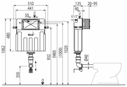 Бачок для унитаза, скрытый монтаж Alcaplast AM112-0001