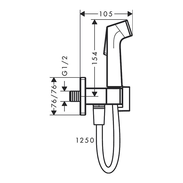 Гигиенический душ с держателем и шлангом 1250, белый Hansgrohe 29230700