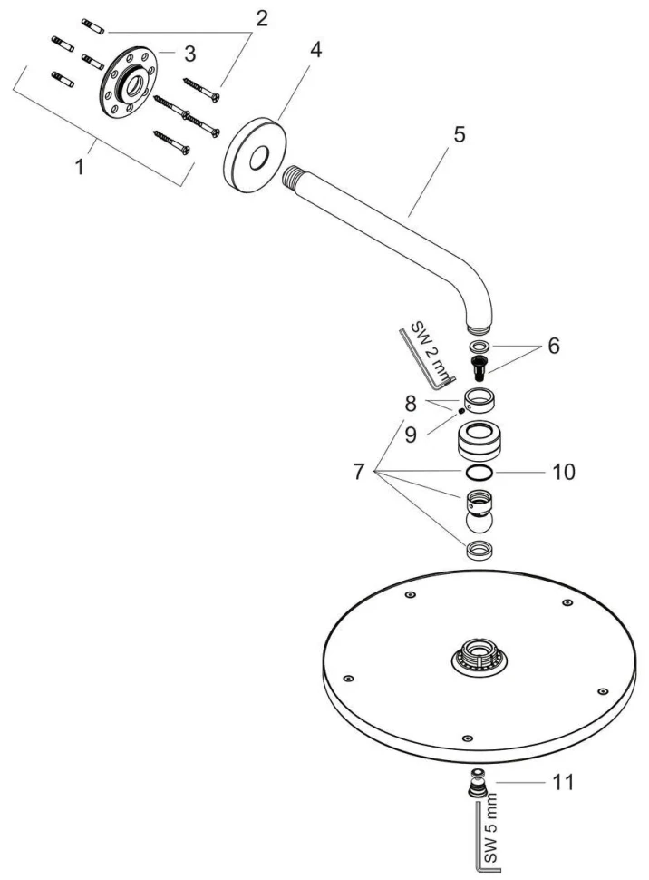 Верхний душ 300 с кронштейном 390, хром Hansgrohe Raindance S 27493000