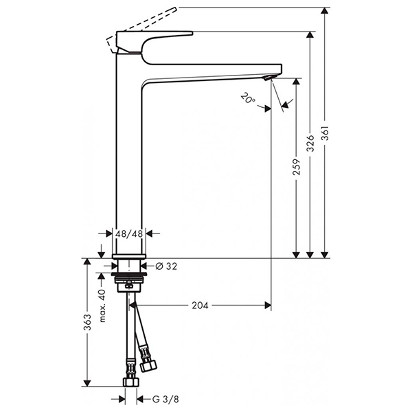 Смеситель для раковины 260, с донным клапаном, хром Hansgrohe Metropol 32512000