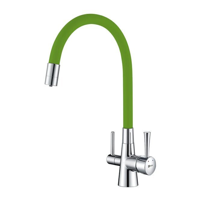LM3075C-Green COMFORT Смес-ль для кух, с гибк излив, с подключ к фильт питьевой воды, хром/зелены
