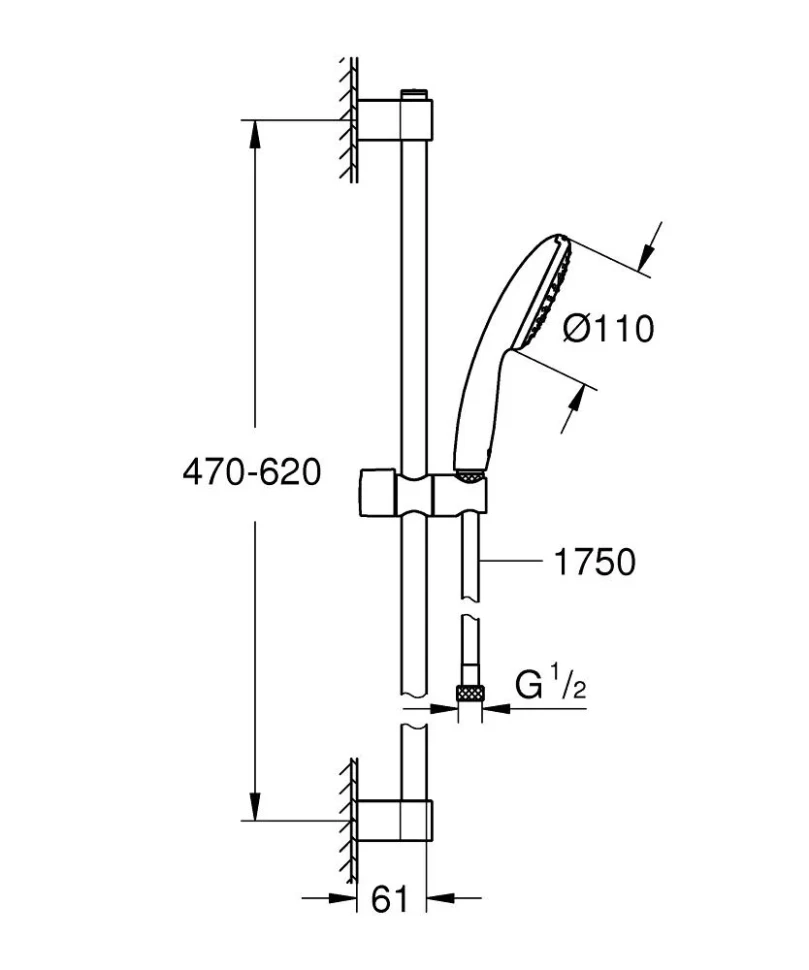 Душевой гарнитур 600, хром Grohe Tempesta 110 27853003