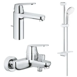 Комплект смесителей для раковины, ванны с душевым гарнитуром, хром Grohe Eurosmart Cosmopolitan 1000179