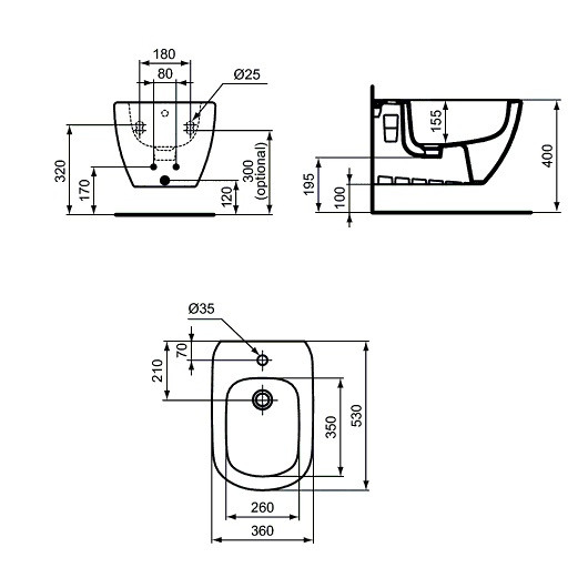 Биде подвесное Ideal Standard Tesi T355201