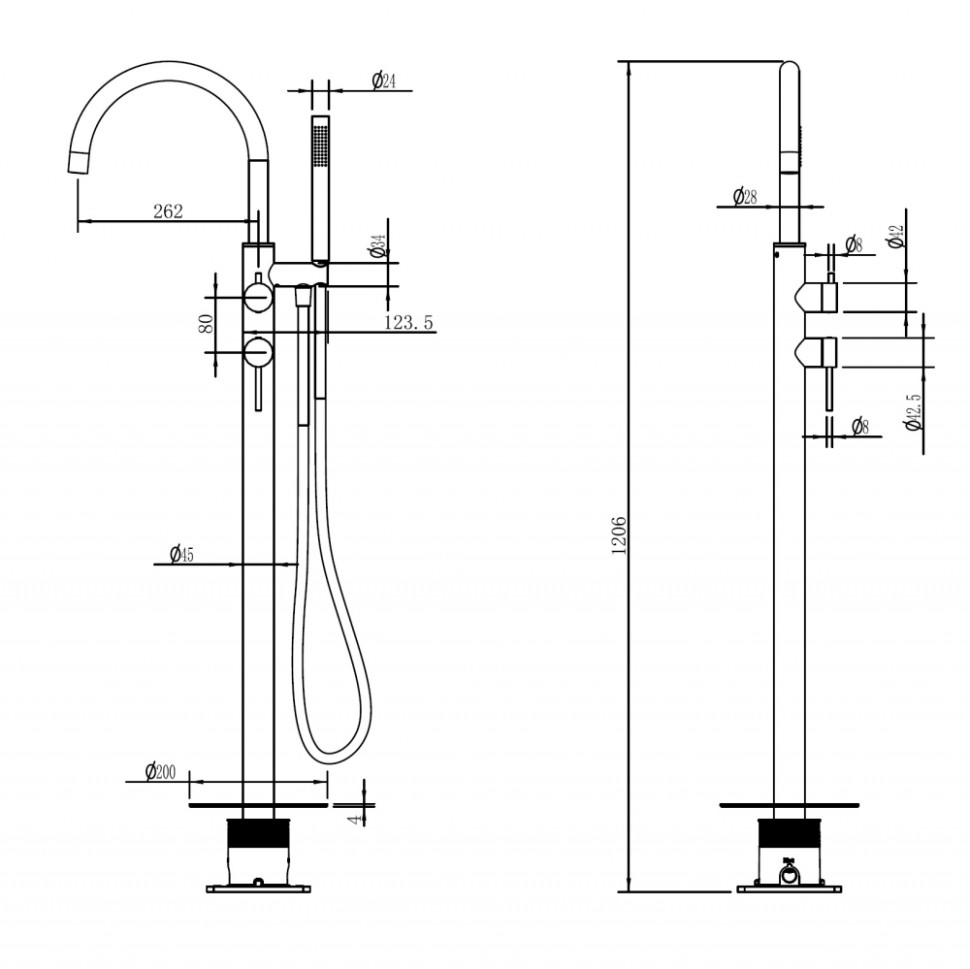 Смеситель ABBER Wasser Kreis 316 AF8115BST напольный для ванны, сталь брашированная