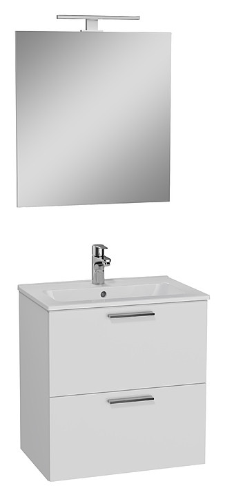 Мебель Vitra MIA 75021 белый глянец 60 тумба раковина зеркало с подсветкой