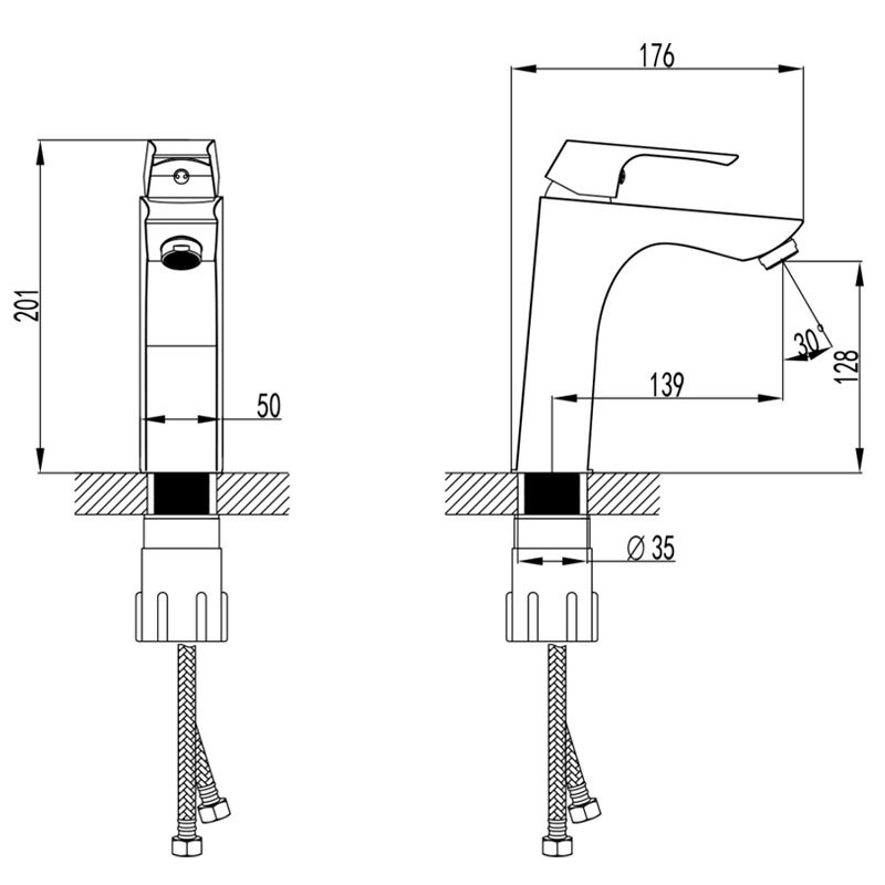 LM4537C UNIT Смеситель для умывальника, монолитный, хром