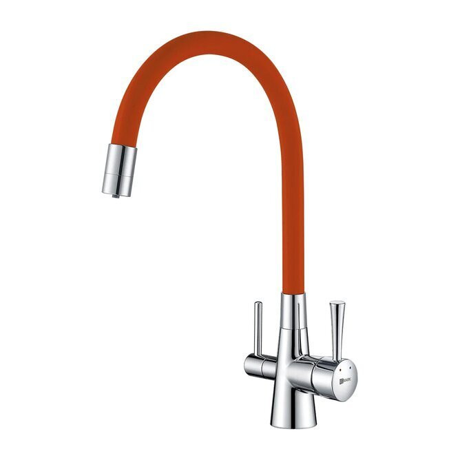 LM3075C-Orange COMFORT Смес-ль для кух, с гиб излив, с подключ к фильт питьевой воды, хром/оранже