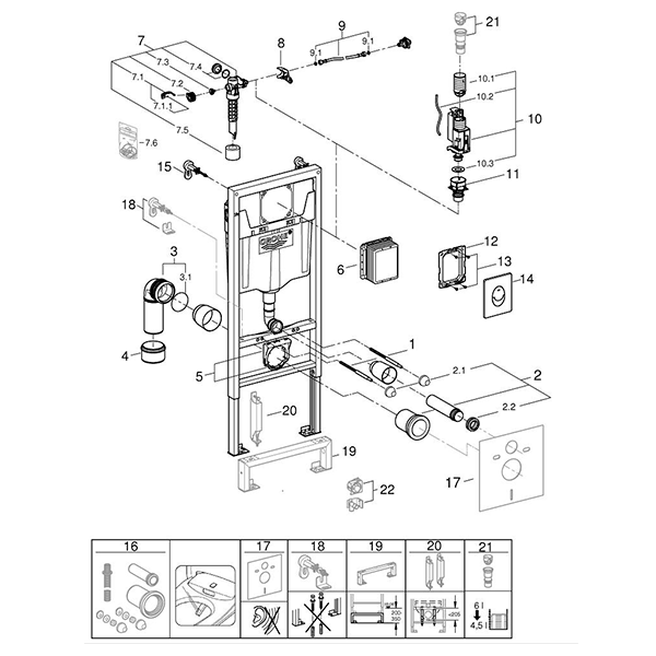 Инсталляция для подвесного унитаза Grohe Rapid SL 38721001