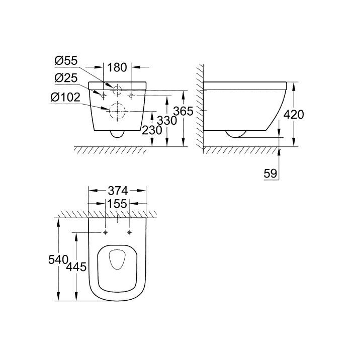 Подвесной унитаз GROHE Euro Ceramic 39328000 (Длинный)