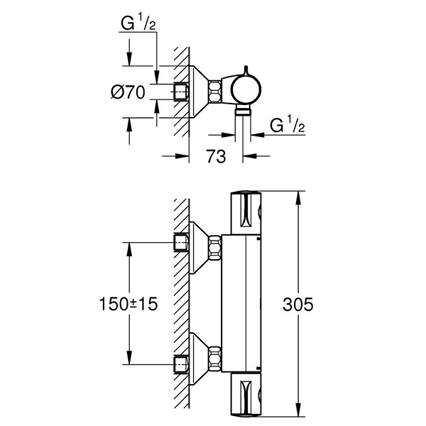 Термостат для душа Grohe Grohtherm 800, DN 15 34558000