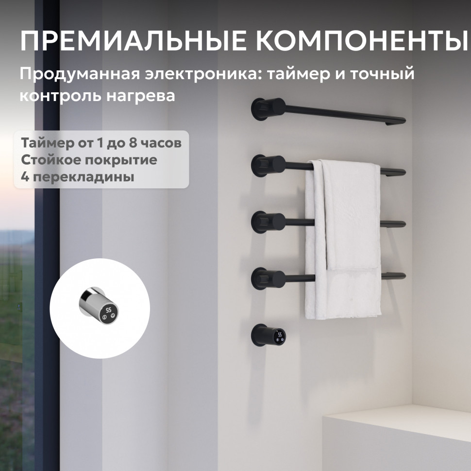 Полотенцесушитель электрический ABBER Charme AH4004MB черный матовый