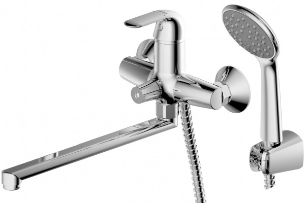 F6135188CP-LB-RUS BRAVAT FIT Смеситель для ванны длинным изливом 300мм (к/к 6)