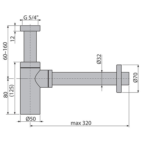 Сифон для раковины d32, золото Alcaplast Design A400-G-P
