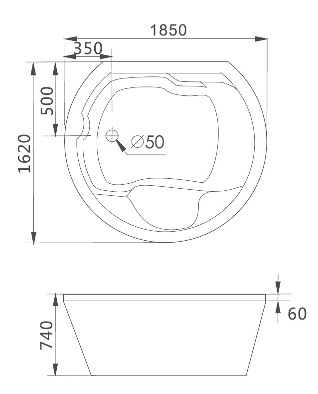Акриловая ванна Gemy G9053 O