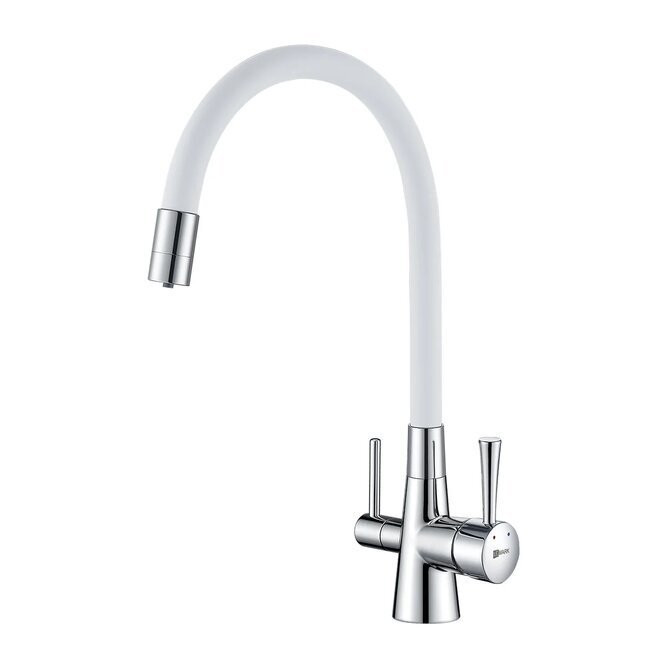 LM3075C-White COMFORT Смес-ль для кух, с гиб излив, с подключ к фильтр пит-вой воды, хром/белый