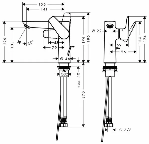 Смеситель для раковины 150, с донным клапаном, золото Hansgrohe Talis E 71754990