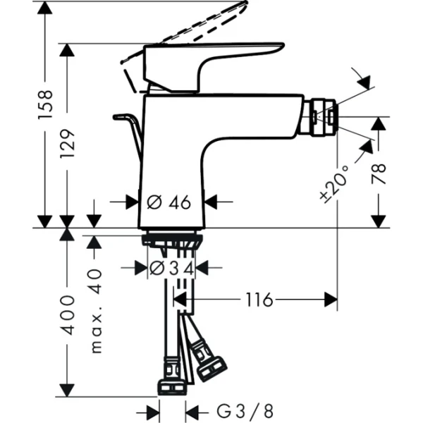 Смеситель для биде, бронза Hansgrohe Talis E 71720140