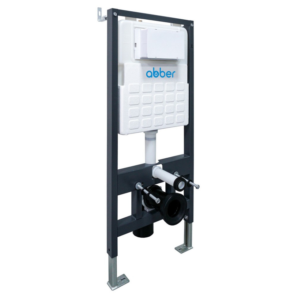 Комплект подвесной унитаз ABBER Rechteck AC1201MB черный матовый с инсталляцией AC0105 и кнопкой AC0120 хром