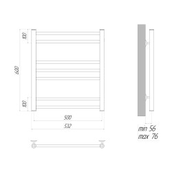 Полотенцесушитель электрический Lemark Ursus - LM72607EBL (П7 500x600), левый/правый, черный