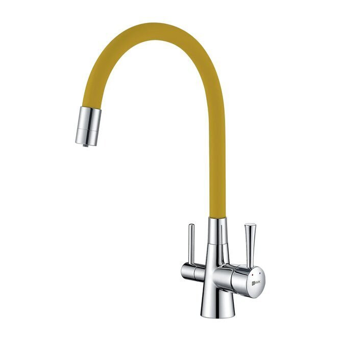 LM3075C-Yellow COMFORT Смес-ль для кух, с гиб излив, с подключ к фильтр пит-вой воды, хром/желтый