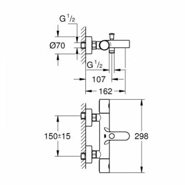 Термостат для ванны, наружный, хром Grohe Grohtherm 800 34766000
