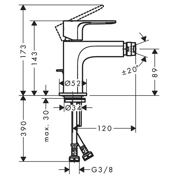 Смеситель для биде, черный Hansgrohe Rebris S 72211670