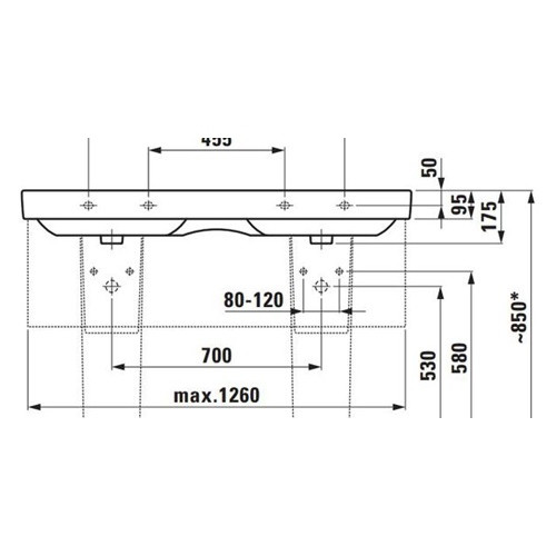 Раковина-столешница 1300, двойная Pro S Laufen 8149680001041