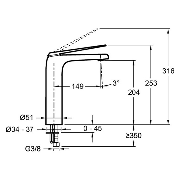 Смеситель для умывальника, высокий, хром Jacob Delafon Avid E97347-ND-CP