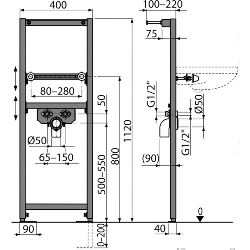 Инсталляция для раковины Alcaplast A104/1120