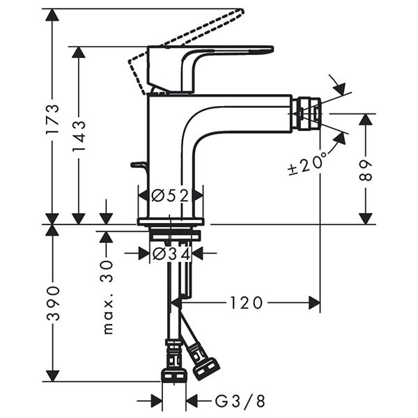 Смеситель для биде, черный Hansgrohe Rebris S 72210670