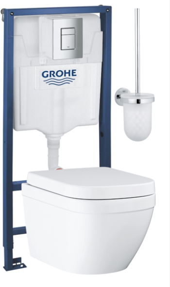 Инсталляция с унитазом GROHE Euro Ceramic с туалетным ершиком (35-57-8) 39554000/38772001/40374001
