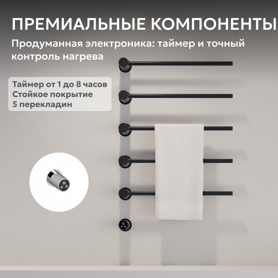 Полотенцесушитель электрический ABBER Charme AH4005MB черный матовый