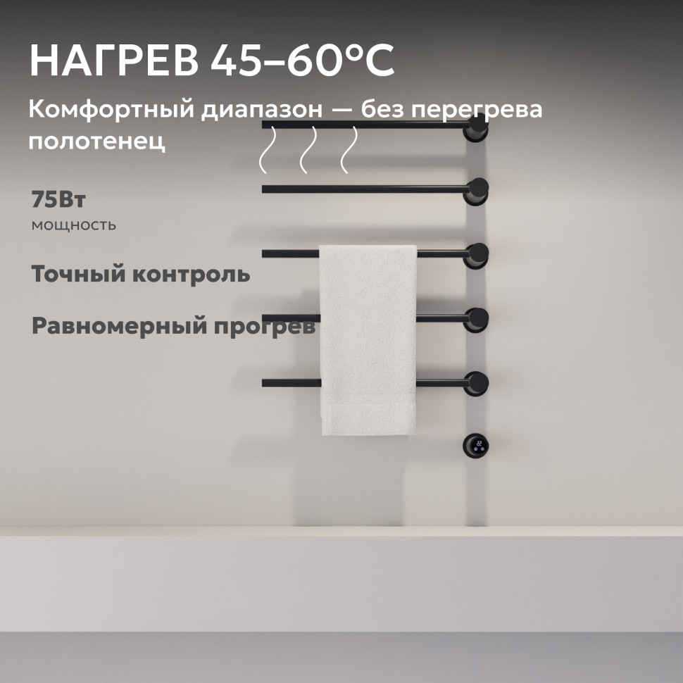 Полотенцесушитель электрический ABBER Charme AH4005MB черный матовый