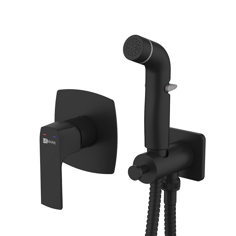 LM7219BL URSUS Смеситель с гигиеническим душем, встраиваемый, черный