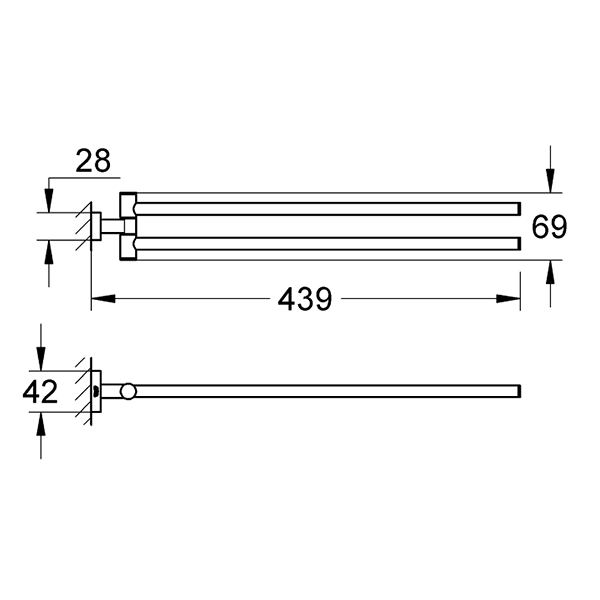 Держатель полотенца двойной, хром Grohe Essentials Cube 40624001