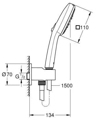 Набор для душа GROHE Tempesta Cube 110, 3 режима струи, хром (26910003)