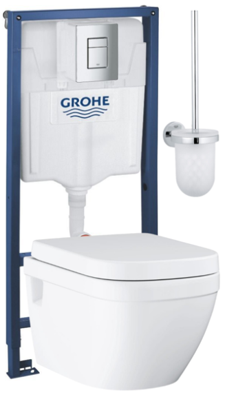Инсталляция с унитазом GROHE Euro Ceramic с туалетным ершиком (35-57-8) 39703000/38772001/40374001