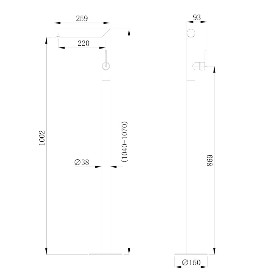 Смеситель ABBER Perfekte 316 AF8A40BG напольный для раковины, брашированное золото