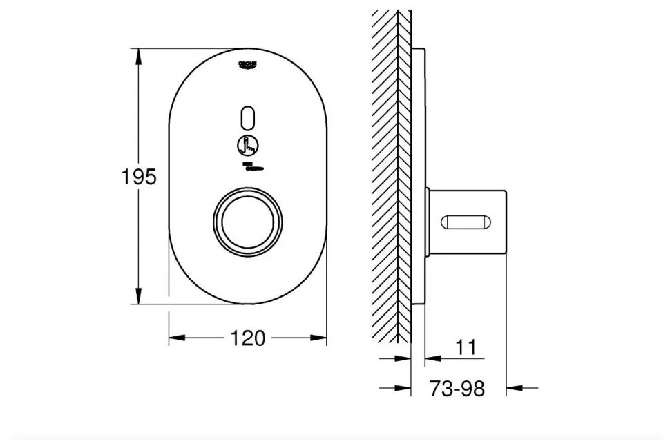 Термостат для душа, внешняя часть, сенсорный, хром Grohe Eurosmart Cosmopolitan E 36456000
