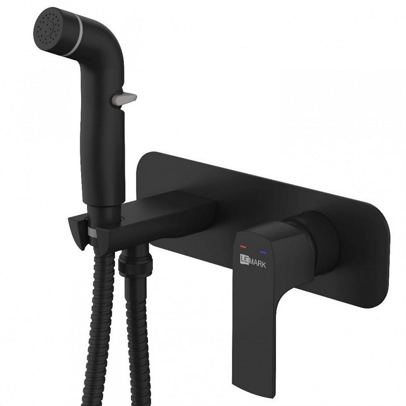 LM7220BL URSUS Смеситель с гигиеническим душем, встраиваемый, черный